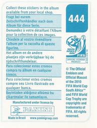 2010 Panini FIFA World Cup Stickers (Blue Back) #444 Roque Santa Cruz Back