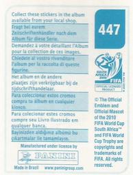 2010 Panini FIFA World Cup Stickers (Blue Back) #447 Oscar Cardozo Back