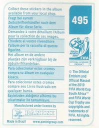 2010 Panini FIFA World Cup Stickers (Blue Back) #495 Josue Back