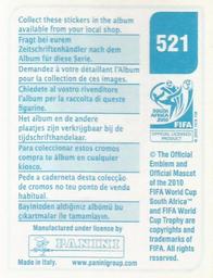 2010 Panini FIFA World Cup Stickers (Blue Back) #521 Hong Yong-Jo Back