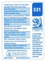 2010 Panini FIFA World Cup Stickers (Blue Back) #531 Souleymane Bamba Back