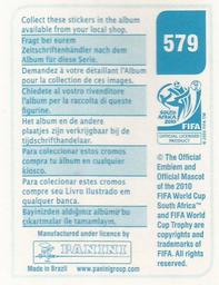 2010 Panini FIFA World Cup Stickers (Blue Back) #579 David Villa Back