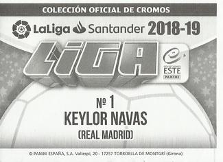 2018-19 Panini LaLiga Santander Este Stickers - Real Madrid #1 Keylor Navas Back