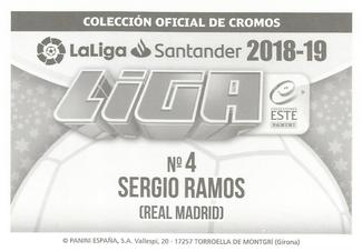 2018-19 Panini LaLiga Santander Este Stickers - Real Madrid #4 Sergio Ramos Back