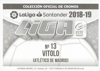 2018-19 Panini LaLiga Santander Este Stickers - Atletico Madrid #13 Vitolo Back