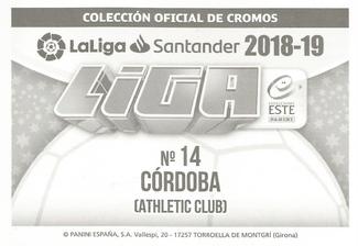 2018-19 Panini LaLiga Santander Este Stickers - Athletic Bilbao #14 Inigo Cordoba Back