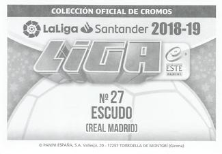 2018-19 Panini LaLiga Santander Este Stickers - Escudos & Entrenadores #27 Escudo Real Madrid Back
