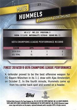 2019-20 Finest UEFA Champions League #27 Mats Hummels Back