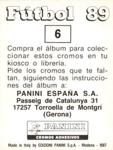 1988-89 Panini Spanish Liga #6 Andoni Lacabeg Back