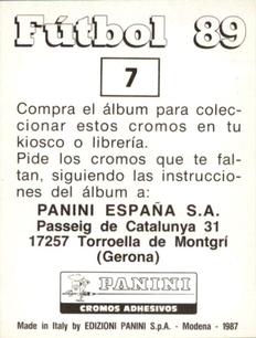 1988-89 Panini Spanish Liga #7 Andoni Ayarza Back