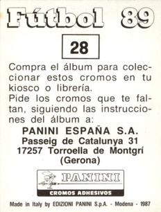 1988-89 Panini Spanish Liga #28 Juan Carlos Rodriguez Back