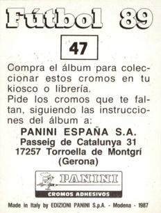 1988-89 Panini Spanish Liga #47 Eusebio Sacristan Back