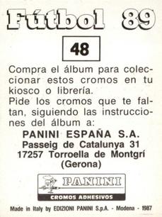 1988-89 Panini Spanish Liga #48 Roberto Fernandez Back