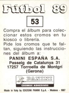 1988-89 Panini Spanish Liga #53 Julio Salinas Back