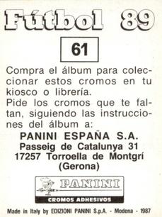1988-89 Panini Spanish Liga #61 Miguel Angel Garcia Back