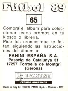 1988-89 Panini Spanish Liga #65 Luis Miguel Gail Back