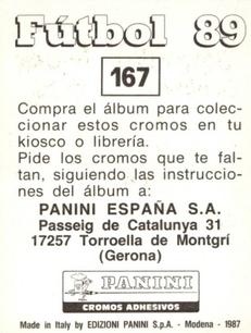 1988-89 Panini Spanish Liga #167 Francisco Buyo Back