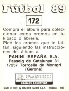 1988-89 Panini Spanish Liga #172 Esteban Gutierrez Back
