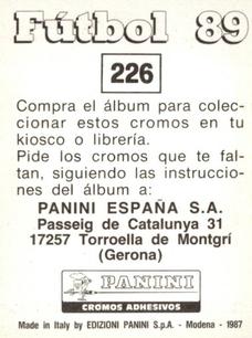 1988-89 Panini Spanish Liga #226 Angel Martin Gonzalez Back