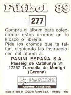 1988-89 Panini Spanish Liga #277 Alberto Gorriz Back