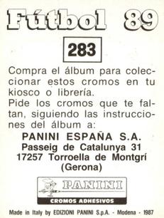 1988-89 Panini Spanish Liga #283 Santiago Baquero Back