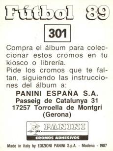 1988-89 Panini Spanish Liga #301 Jaime Francisco Alvarez Back