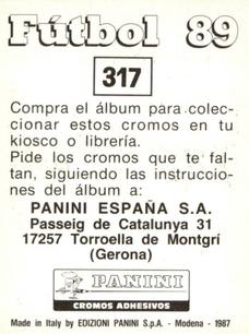 1988-89 Panini Spanish Liga #317 Miguel Angel Bossio Back