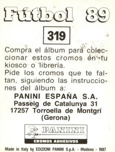 1988-89 Panini Spanish Liga #319 Fernando Gomez Back