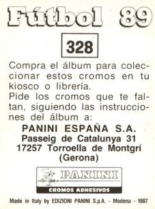 1988-89 Panini Spanish Liga #328 Vicente Cantatore Back