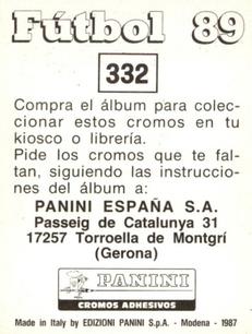 1988-89 Panini Spanish Liga #332 Gonzalo Arguinano Back