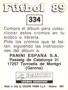 1988-89 Panini Spanish Liga #334 Jose Lemos Back