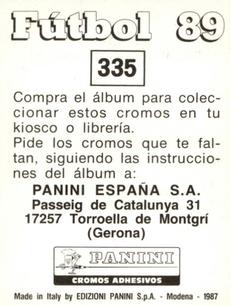 1988-89 Panini Spanish Liga #335 Luis Mariano Minguela Back