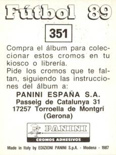 1988-89 Panini Spanish Liga #351 Alfonso Fraile Back