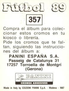 1988-89 Panini Spanish Liga #357 Jesus Glaria Back