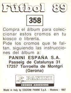 1988-89 Panini Spanish Liga #358 Miguel Pardeza Back