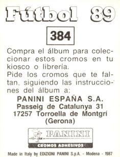 1988-89 Panini Spanish Liga #384 Escudo Back