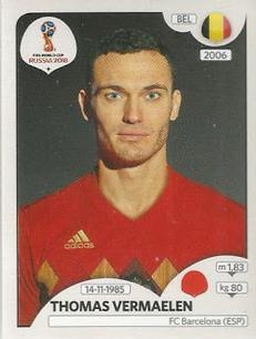 2018 Panini FIFA World Cup: Russia 2018 Stickers (Pink Backs, Made in Brazil) #504 Thomas Vermaelen Front