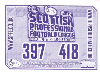 2013-14 Topps SPFL Stickers #397 Josh Falkingham Back