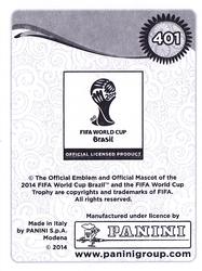 2014 Panini FIFA World Cup Brazil Stickers Platinum Edition #401 Jorge Claros Back