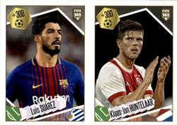 2018 Panini FIFA 365 Stickers #502a / 502b Luis Suárez / Klaas-Jan Huntelaar Front