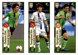 2018 Panini FIFA 365 Stickers #526a/526b/526c Choi Chulsoon / Kim Youngchan / Shin Hyungmin Front