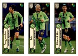 2018 Panini FIFA 365 Stickers #528a/528b/528c Lee Donggook / Edu / Kim Shinwook Front