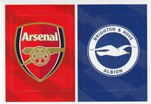 2018-19 Panini Tabloid Premier League 2019 #113a-113b Arsenal Logo / Brighton & Hove Albion Logo Front