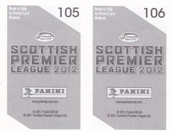 2012 Panini Scottish Premier League Stickers #105 / 106 Scott Robertson / Danny Swanson Back