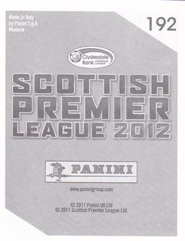 2012 Panini Scottish Premier League Stickers #192 Garry O'Connor Back