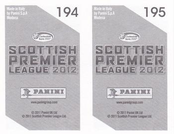 2012 Panini Scottish Premier League Stickers #194 / 195 Garry O'Connor / Ivan Sproule Back
