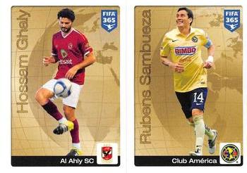 2015-16 Panini FIFA 365 The Golden World of Football Stickers #3 / 4 Hossam Ghaly / Rubens Sambueza Front