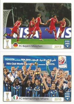 2015-16 Panini FIFA 365 The Golden World of Football Stickers #23 / 24 2013: FC Bayern München / 2010: FC Internazionale Milano Front