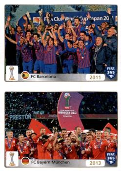 2015-16 Panini FIFA 365 The Golden World of Football Stickers #25 / 26 2011: FC Barcelona / 2013: FC Bayern München Front