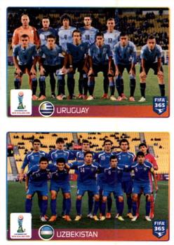 2015-16 Panini FIFA 365 The Golden World of Football Stickers #45 / 46 Uruguay / Uzbekistan Front